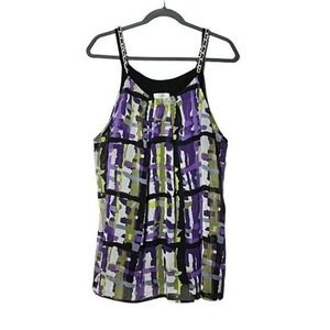 Cato‎ Woman Abstract Tank Top Chain Strap Sleeveless Purple Green Size 18 20W